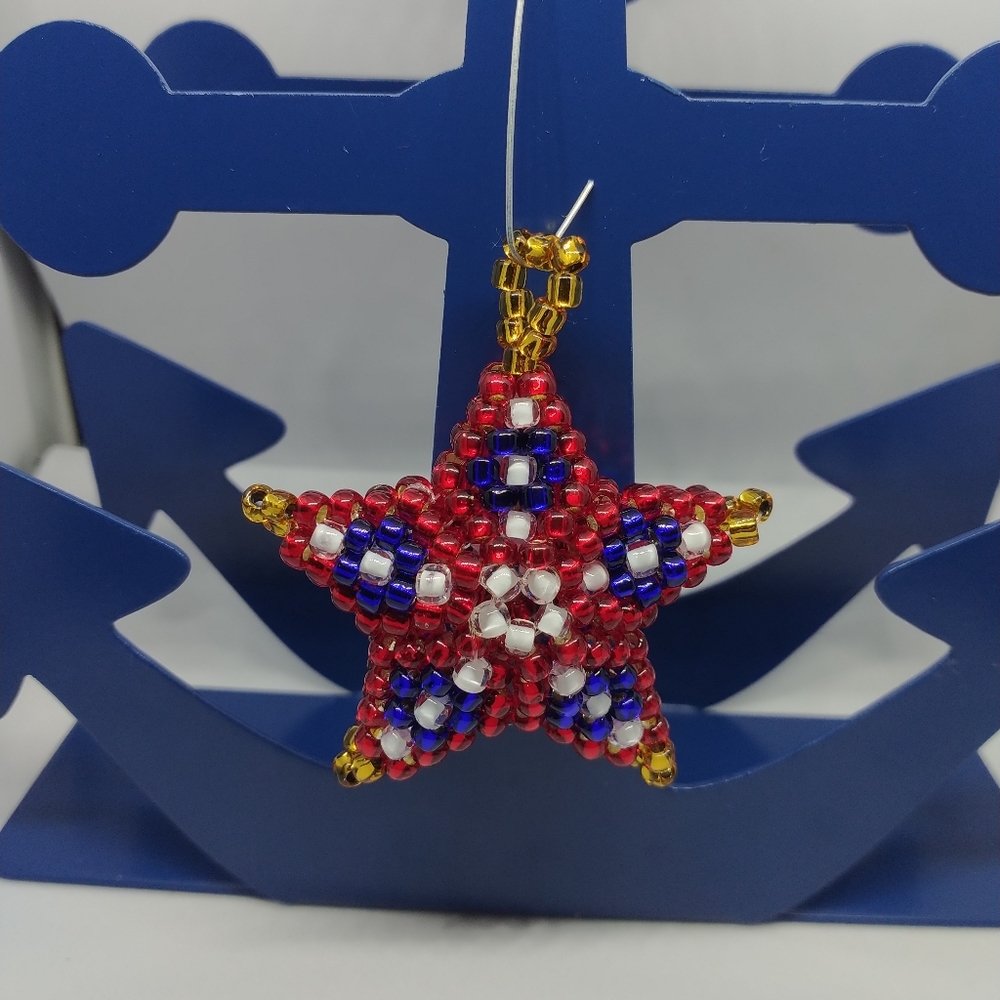 Handmade 3D Seed Bead Christmas Holiday Ornament
